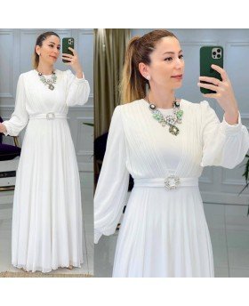 AFRAH DRESS WHITE WITHOUT BELT