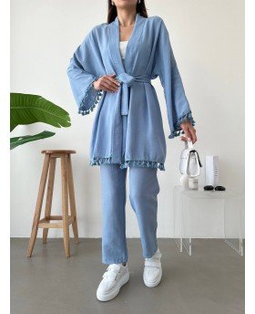 AQSA SUIT BLUE WITHOUT BELT