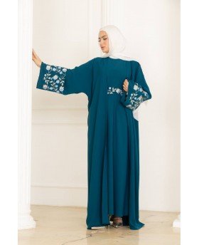NEBAL ABAYA SET PETROL GREEN