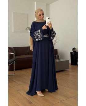 NEBAL SET ABAYA DARK BLUE