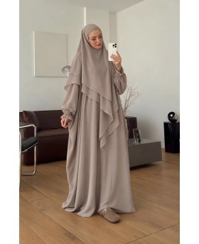 FATIMA ABAYA + KHIMAR TAUPE